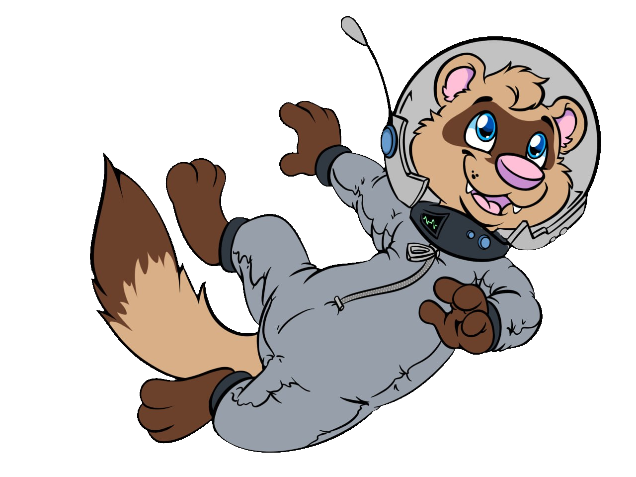 Furcation 2023 logo depicting ferret mascot Frankie in space suit.